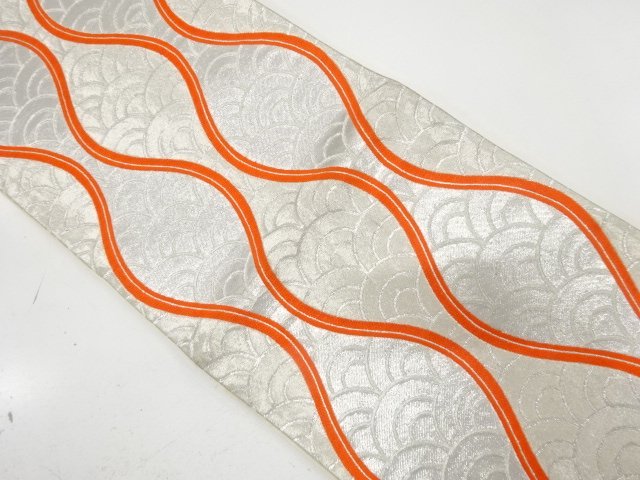 アンティーク　立涌に青海波模様織り出し　子供帯（着用可）